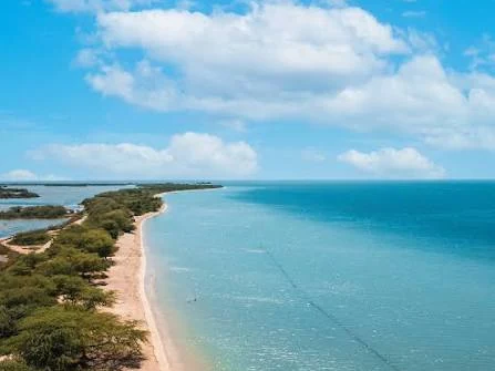 Aerial view of Combate Beach and the Caribbean coast in Cabo Rojo